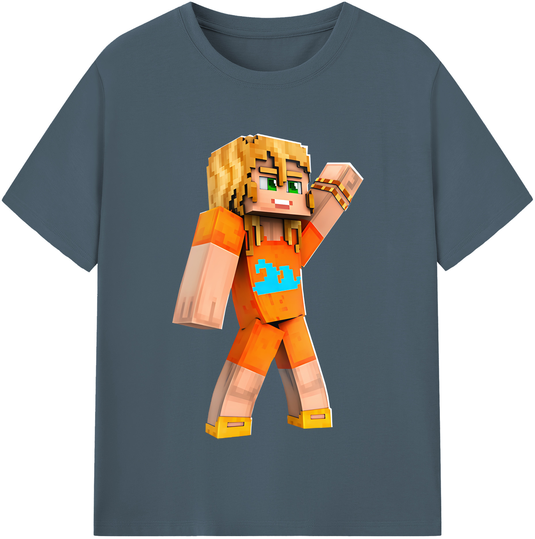 （画像用） マインクラフト ブロックの世界 Minecraft MC Block world 綿100％半袖Tシャツ（フロントプリント）